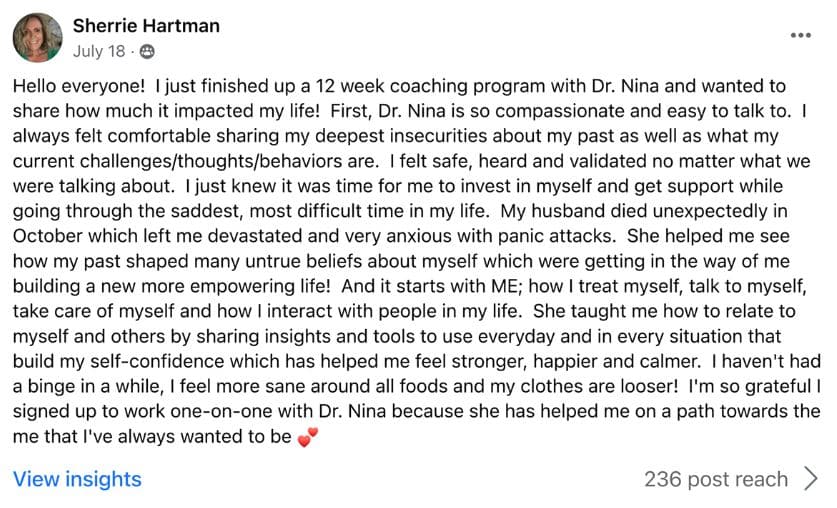 Sherrie testimonial